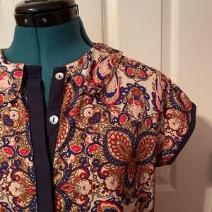 Mineral brand Peter Pan collar cap sleeve size large paisley print